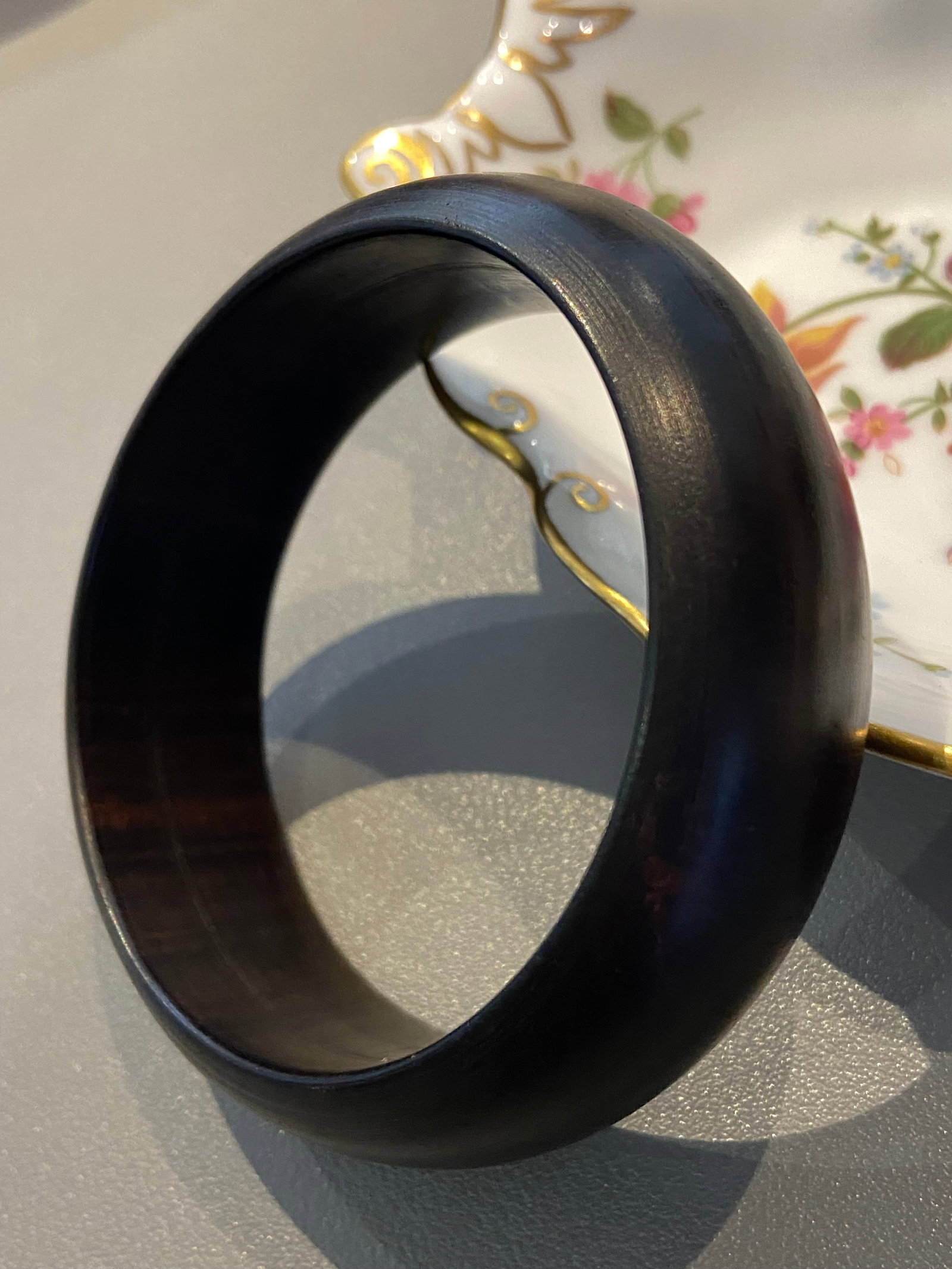 Natural Indian Cowhair Grain small leaf rosewood Bracelet 61mm inner (1 of 11)