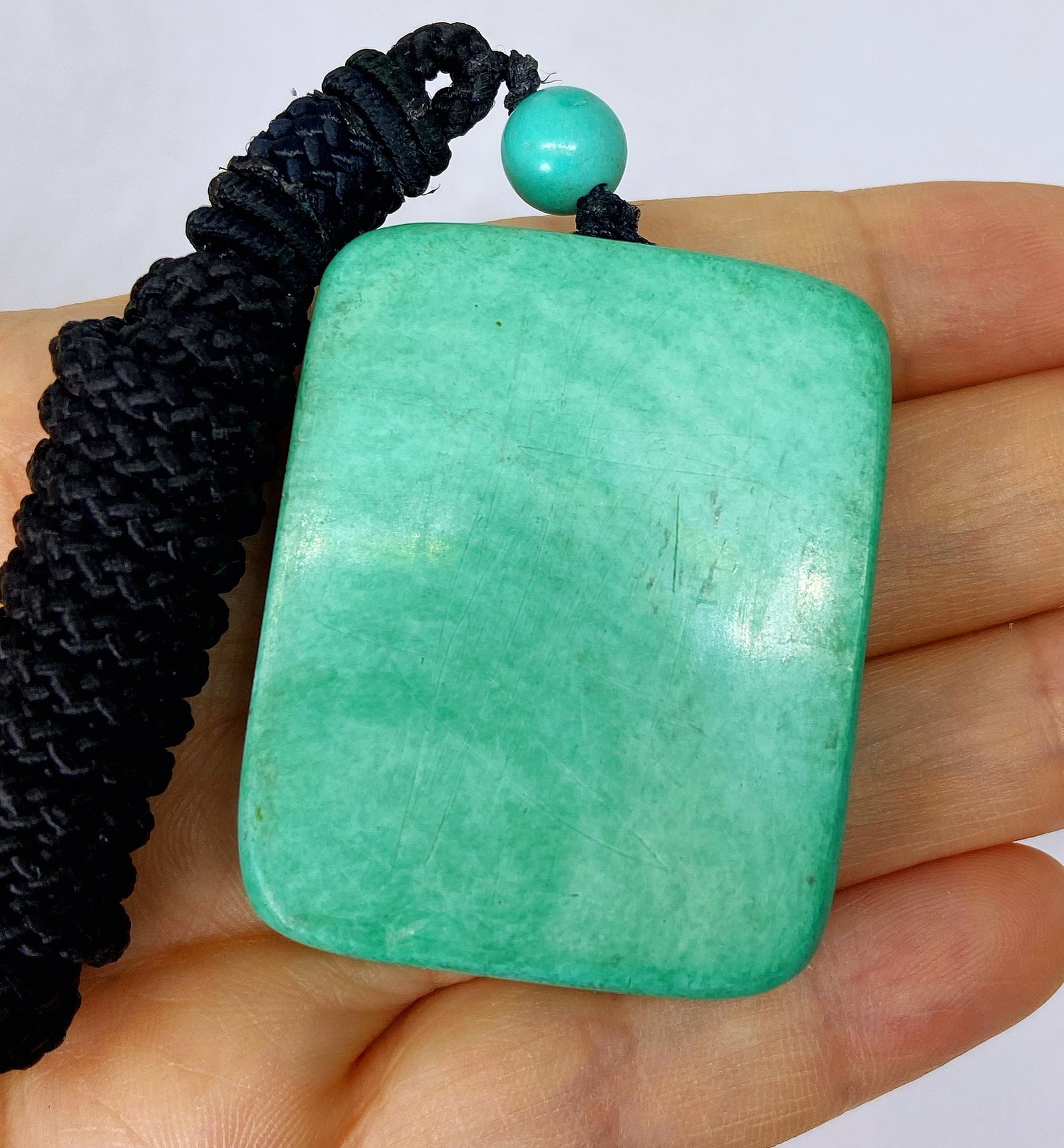 Chinese Hand Carved Turquoise Buddha-Evil Head Amulet Figure - 4