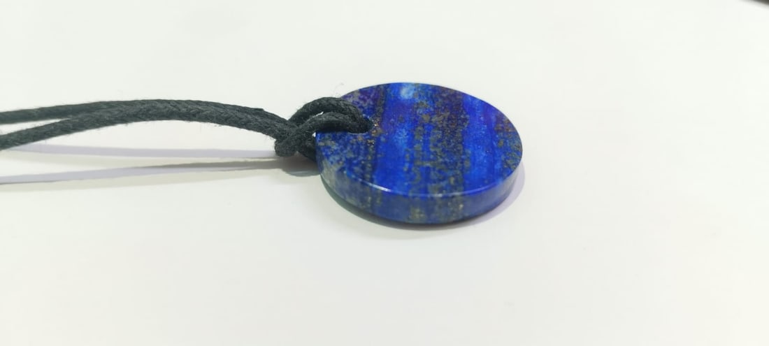 Lapis Round Pendant With Adjustable Black Cord - 3