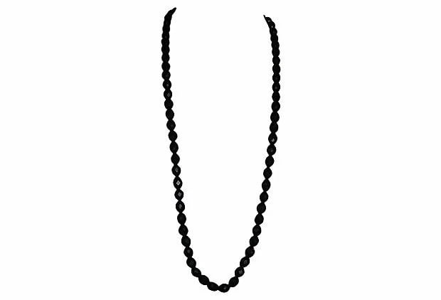 Faceted Black Bakelite Bead Necklace - 2