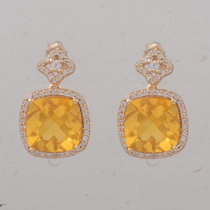4.47 Ct Cushion B.R Fire Opal 9K Gold Earrings: 4.47 Total Carat B.R Fire Opal 9K Gold Earrings Specifications: Total Weight 3.411 g Center Gemstone B.R Fire Opal Gemstone Carat Weight 4 Carats Gemstone Measurements 9X9X6.30 inch Additional Gemston