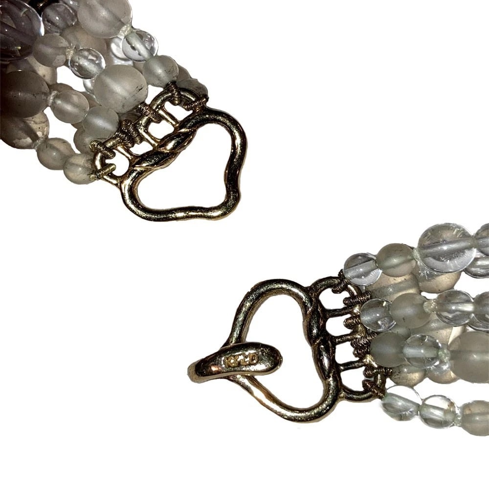 Frosted Quartz Garnet Hematite Pearl Sterling Gold Vermeil Bead Necklace - 5