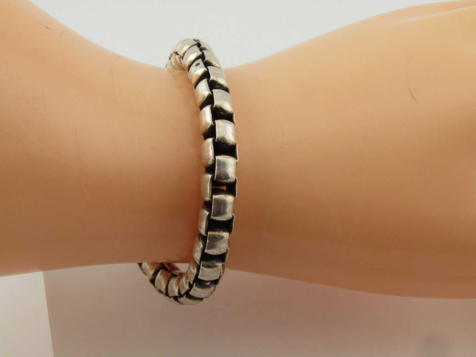 Vintage Sterling 7mm Box Chain Bracelet, 9", 1980's-1990's - 6