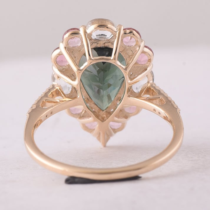 4.24 Ct Pear Tourmaline 9K Gold Ring - 3