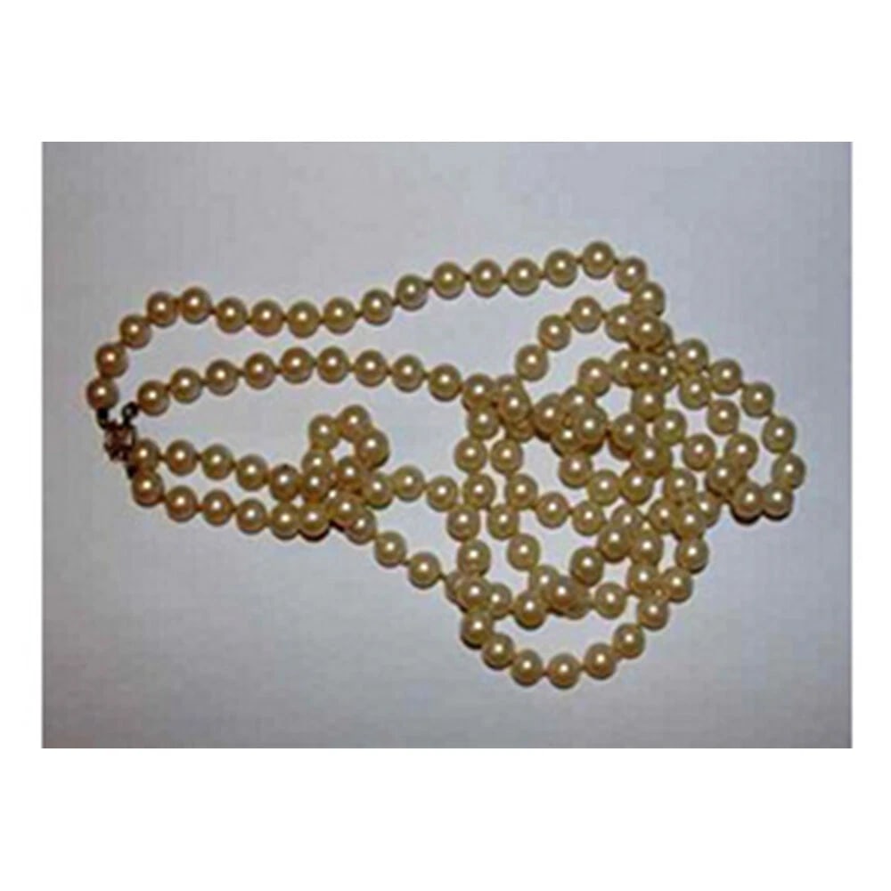Double Strand Simulated Pearl Necklace 14 kt Gold Filigree - 3