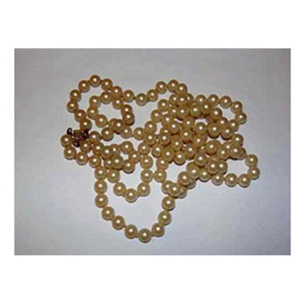 Double Strand Simulated Pearl Necklace 14 kt Gold Filigree - 5