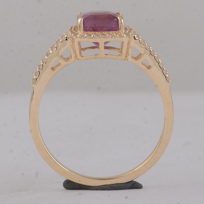 2.15 Ct Cushion Fancy Sapphire 9K Gold Ring - 4