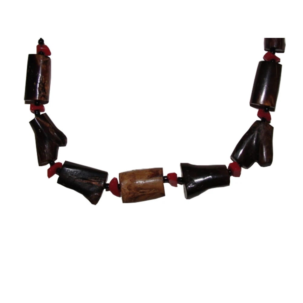 Mexican Black Coral Branch and Red Coral Chip Bead Necklace - 3