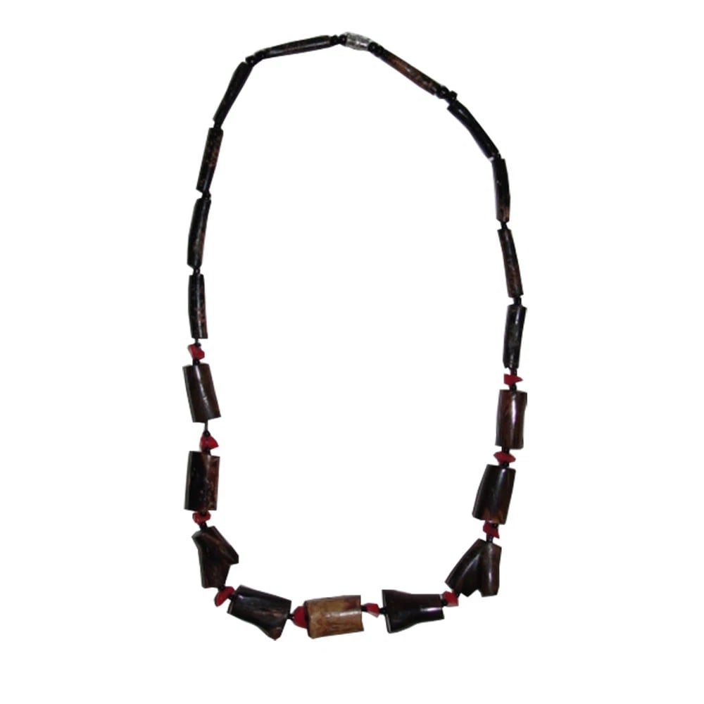 Mexican Black Coral Branch and Red Coral Chip Bead Necklace - 4
