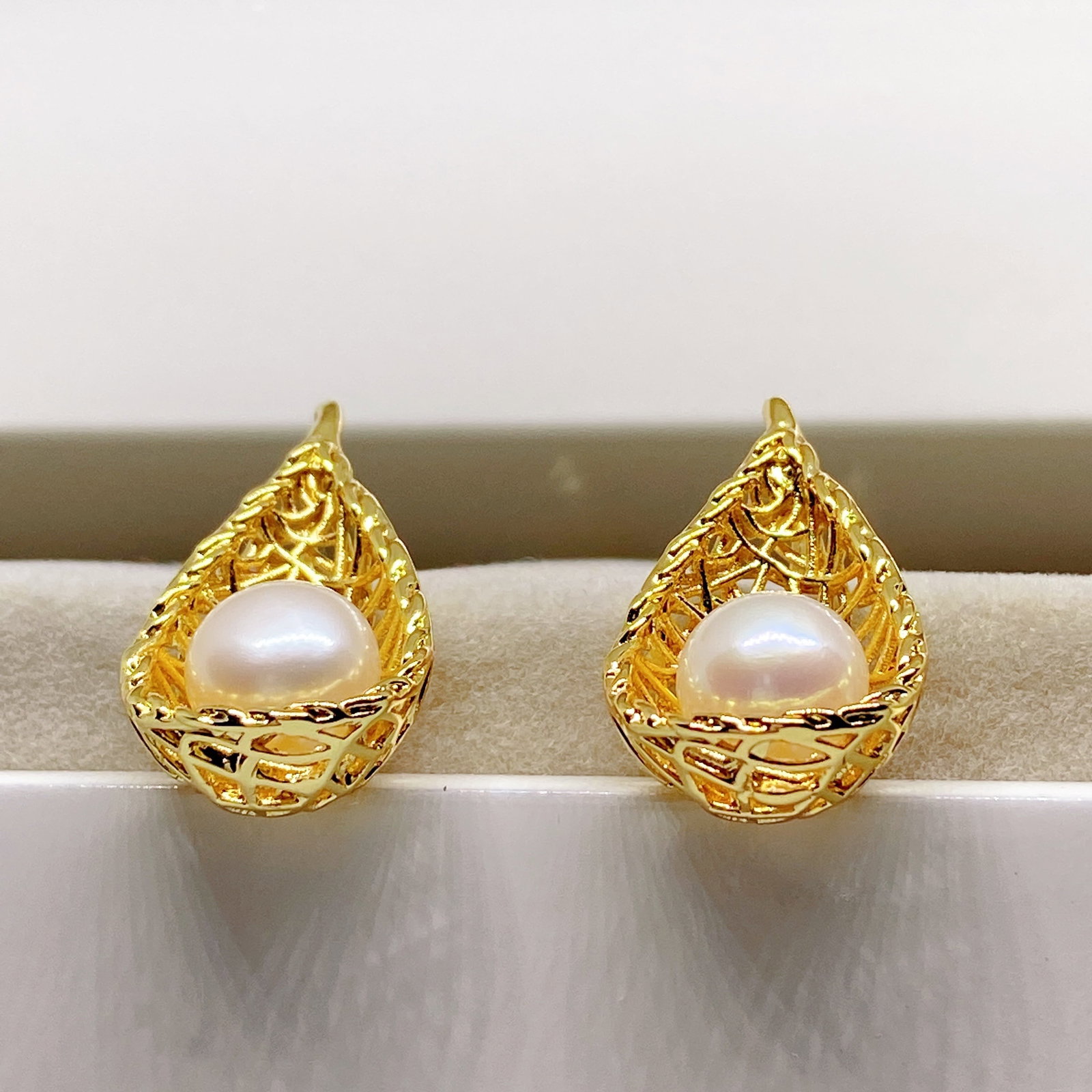 Freshwater cultured pearls Bird's Nest designed silver earrings - 9