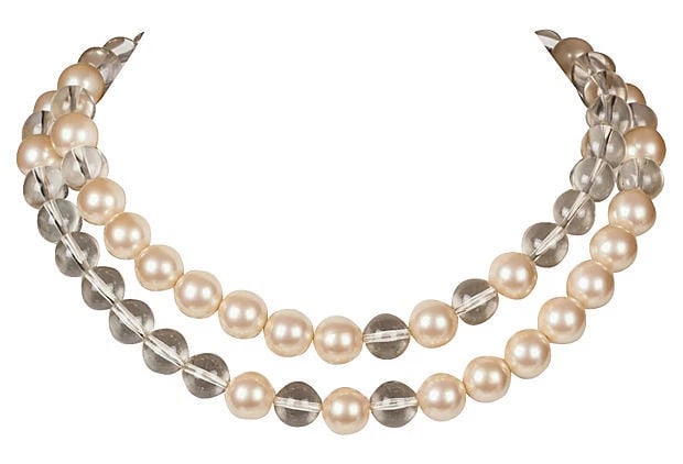 Yves Saint Laurent Lucite and Simulated Pearl Bead Necklace - 2