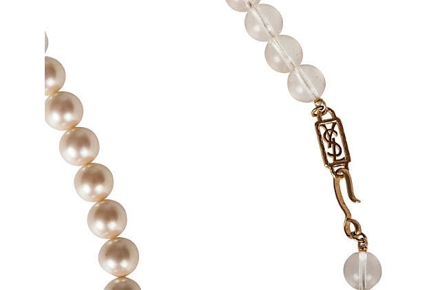 Yves Saint Laurent Lucite and Simulated Pearl Bead Necklace - 7