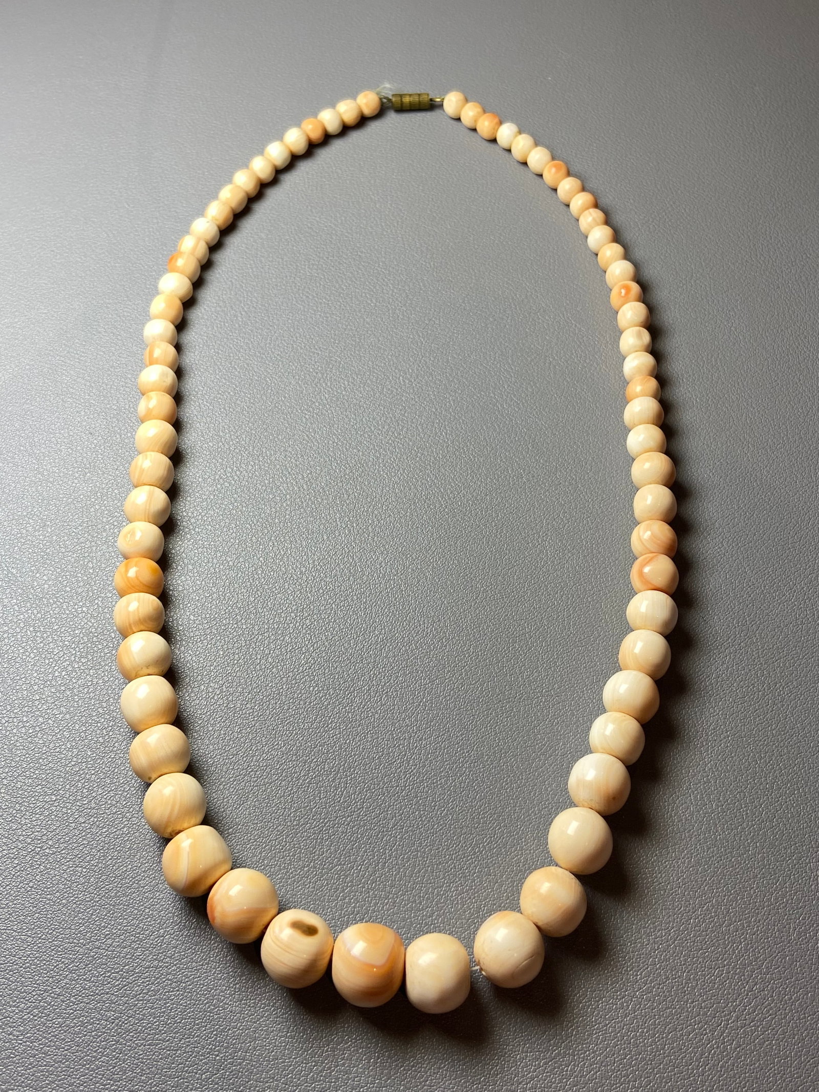 Antique Pink Jadeized Tridacna Fossil Beads Necklace ???????????? - 2