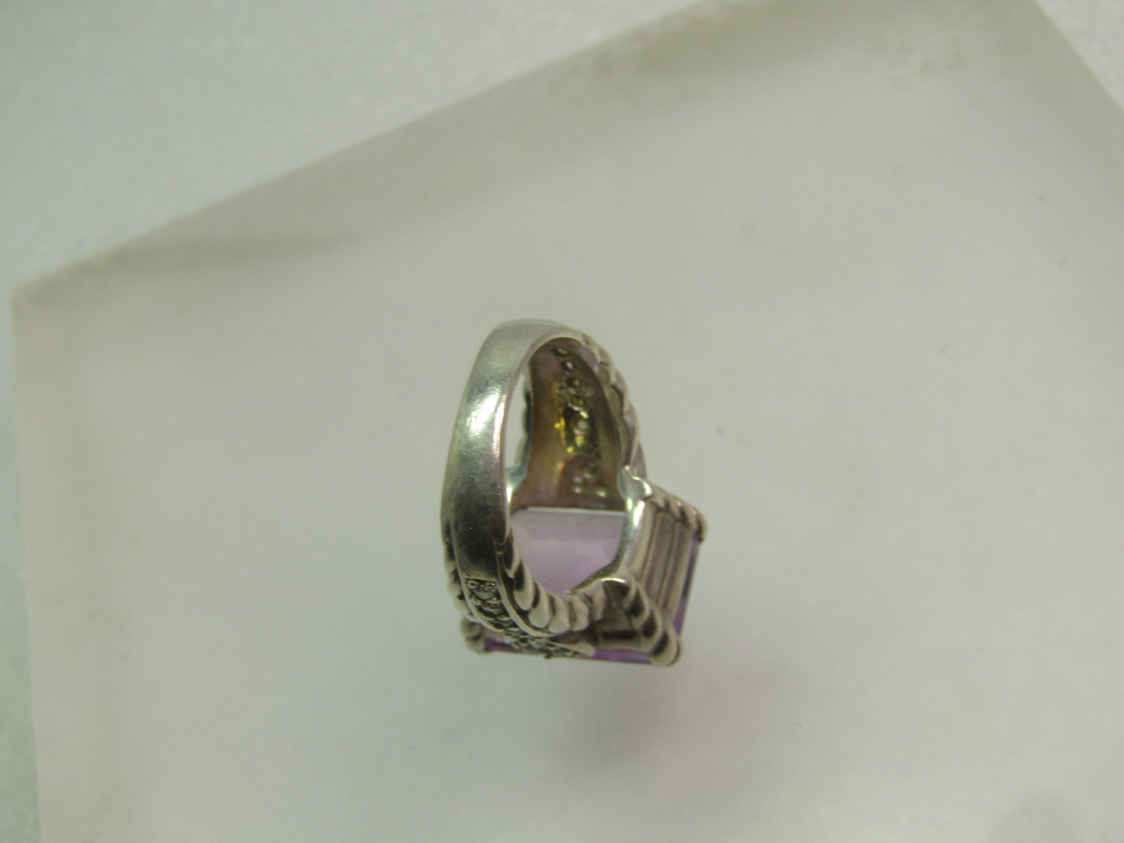 Vintage Sterling Amethyst & CZ Ring, Heart Accent, Sz. 6.25, 1990's Judith Jack Statement Ring - 10
