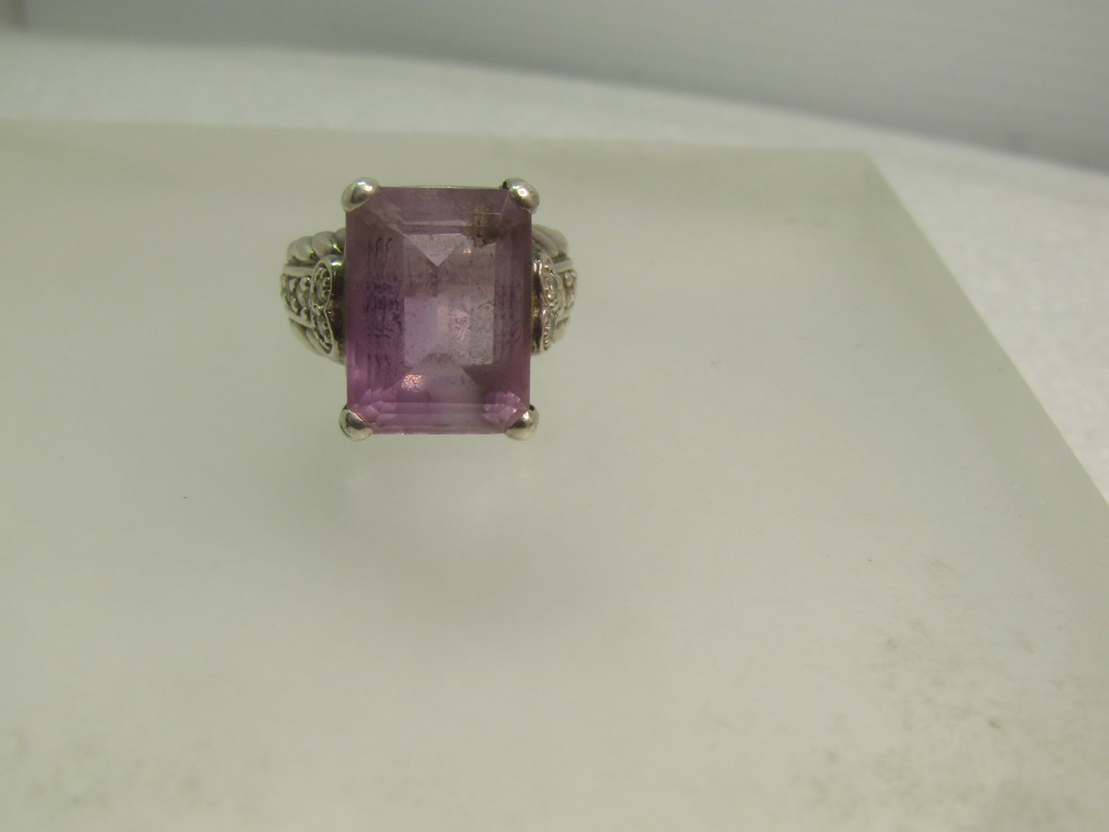 Vintage Sterling Amethyst & CZ Ring, Heart Accent, Sz. 6.25, 1990's Judith Jack Statement Ring (1 of 12)