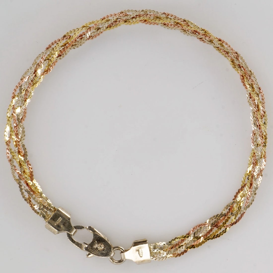 Vintage Italian Tri-color Sterling Bracelet - 2