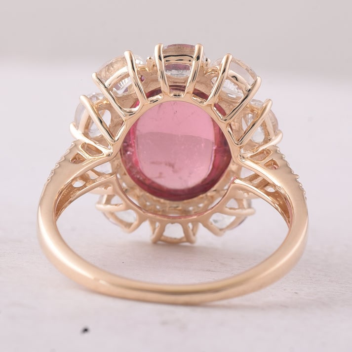 8.10 Ct Oval Tourmaline 9K Gold Ring - 4