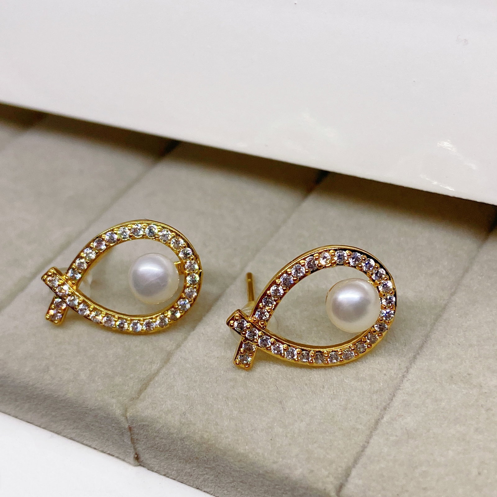 Freshwater cultured pearls Christian fish designed earrings - 3