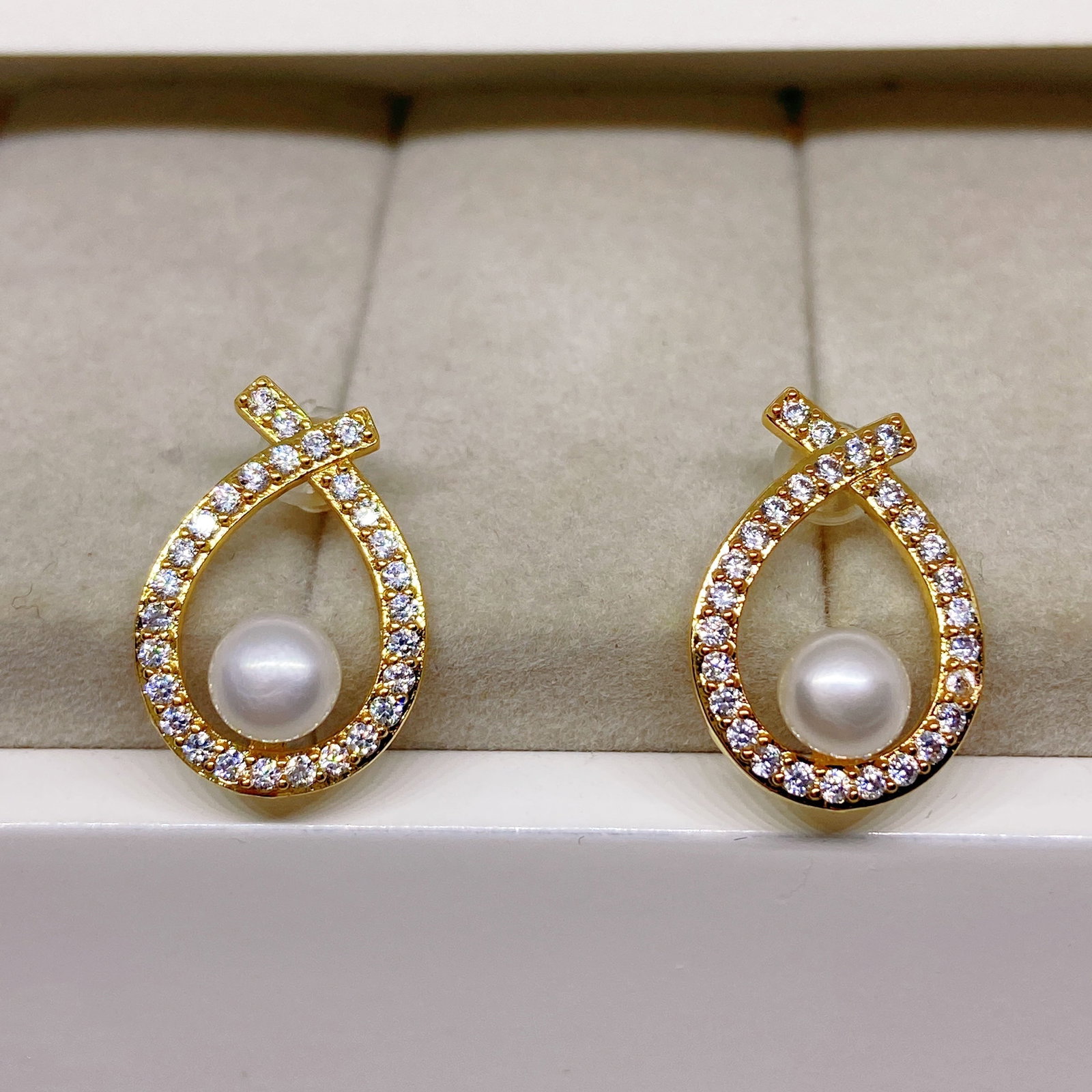 Freshwater cultured pearls Christian fish designed earrings - 4