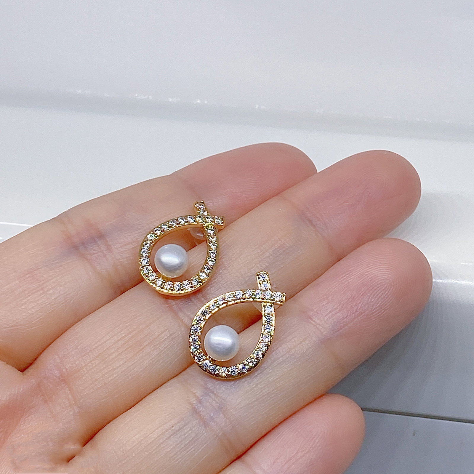 Freshwater cultured pearls Christian fish designed earrings - 5