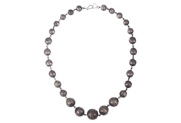 Art Deco Sterling Silver Graduated Ball Bead Necklace - 4