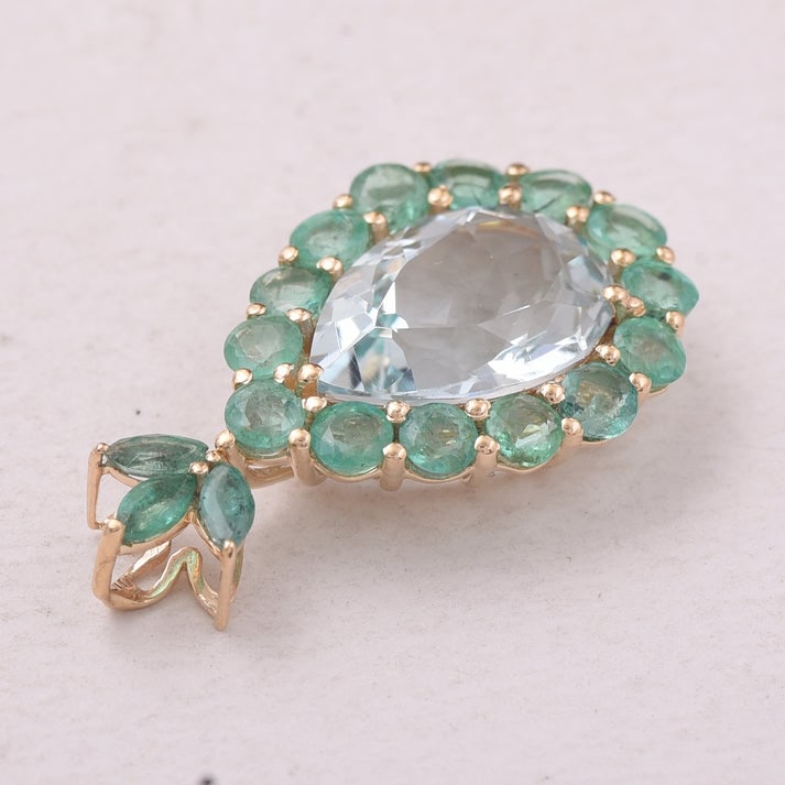 5.10 Ct Pear Aquamarine 9K Gold Pendant - 4