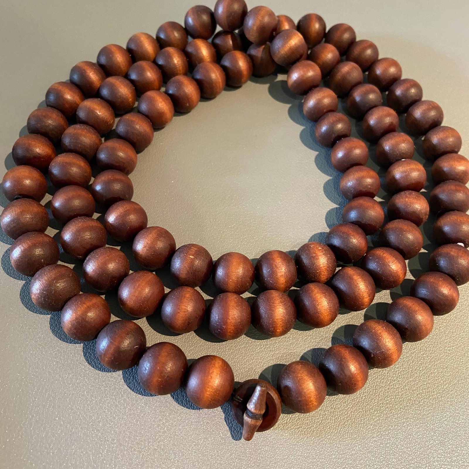 Vintage Rosewood 85 large wooden beads cat eye effect Necklace - 2