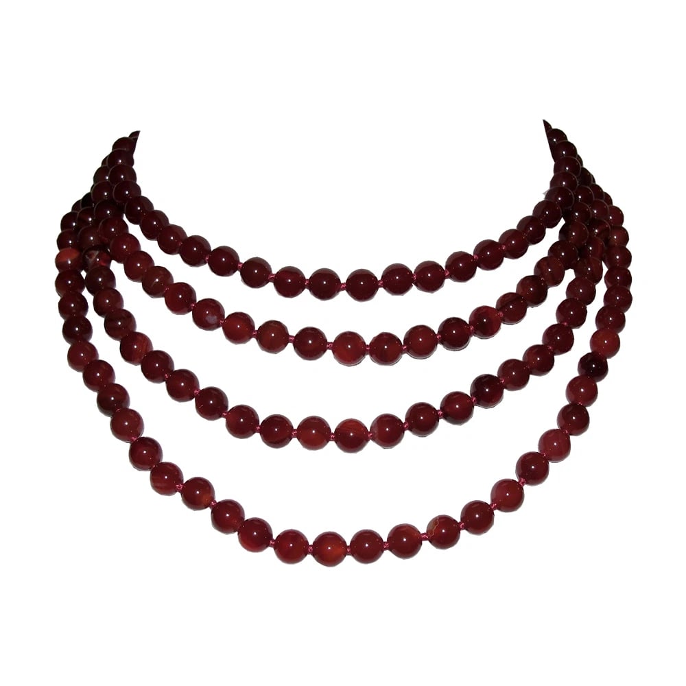 Carnelian Beaded Flapper Rope Necklace Alberto Juan (1 of 7)
