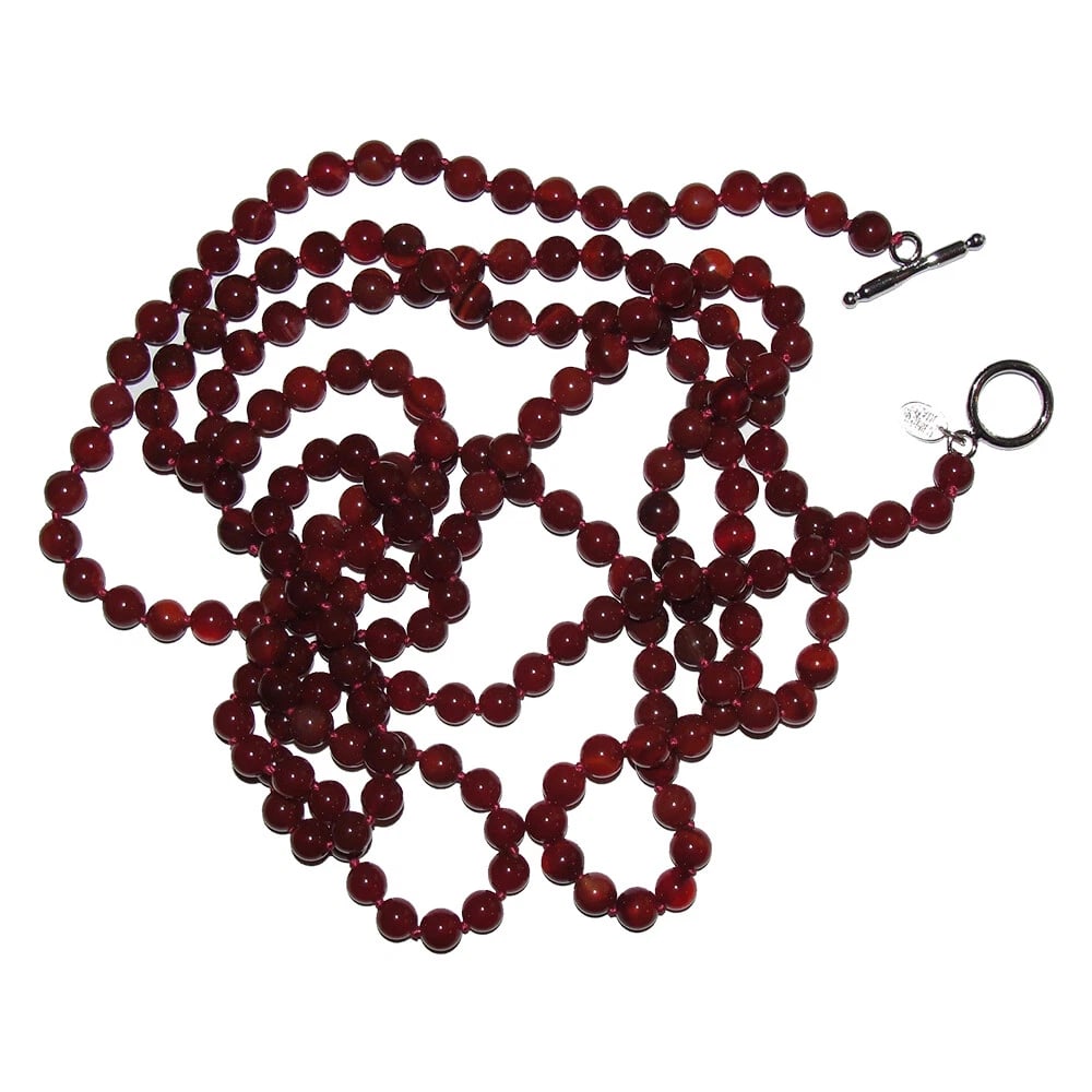 Carnelian Beaded Flapper Rope Necklace Alberto Juan - 5