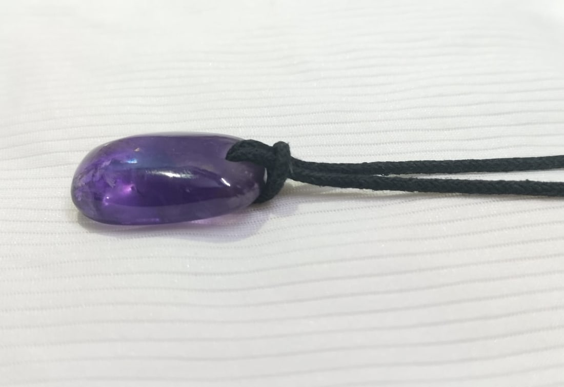 Amethyst Oval Pendant With Adjustable Black Cord - 4