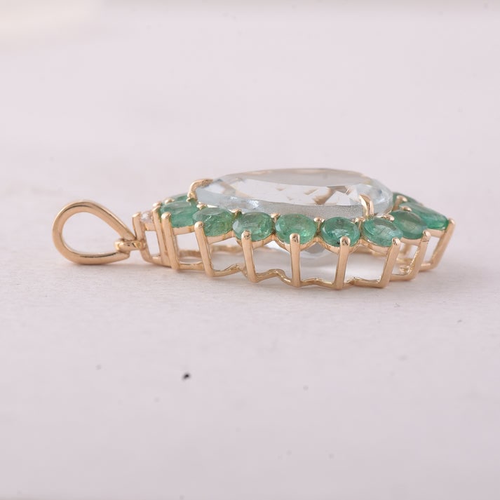6.79 Ct Pear Aquamarine 9K Gold Pendant - 3