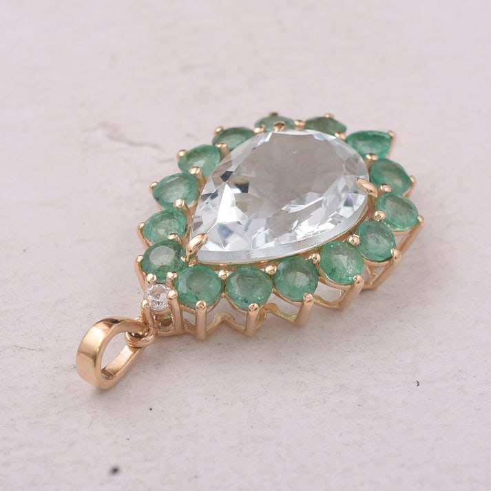 6.79 Ct Pear Aquamarine 9K Gold Pendant - 4