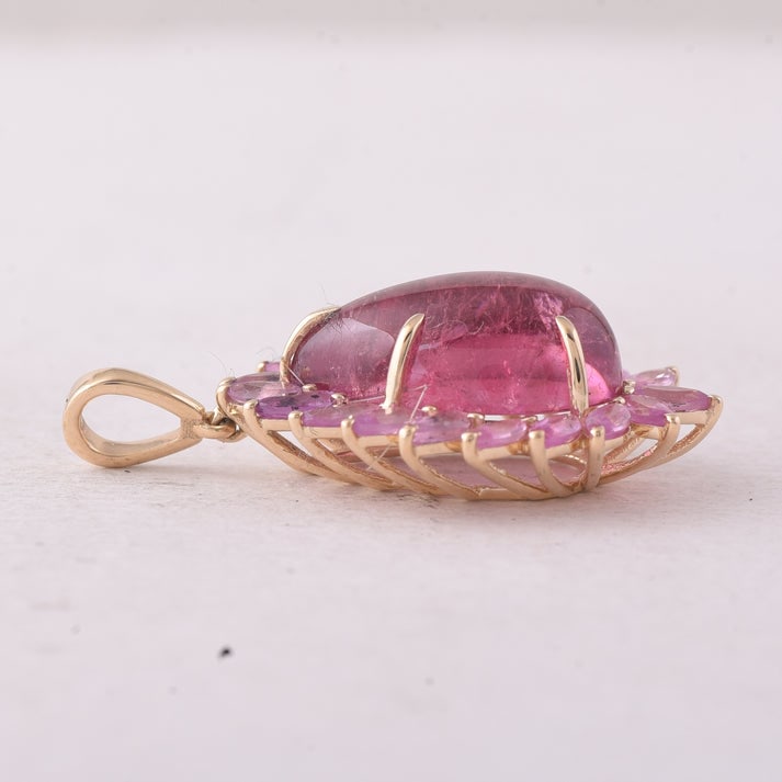 8.32 Ct Pear Tourmaline 9K Gold Pendant - 4