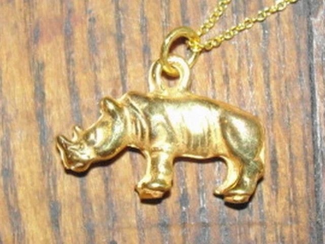 18 kt Gold Vermeil over Sterling Silver Rhino Charm Necklace (1 of 8)