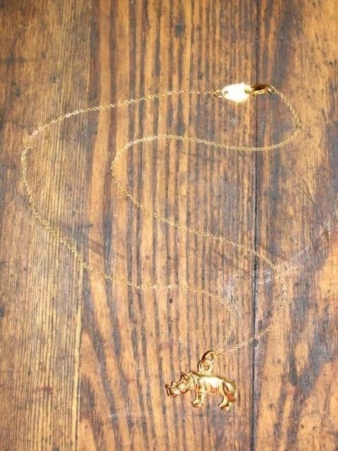 18 kt Gold Vermeil over Sterling Silver Rhino Charm Necklace - 3
