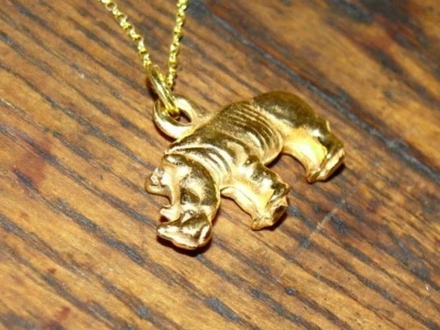 18 kt Gold Vermeil over Sterling Silver Rhino Charm Necklace - 4