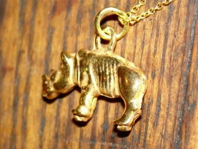 18 kt Gold Vermeil over Sterling Silver Rhino Charm Necklace - 5