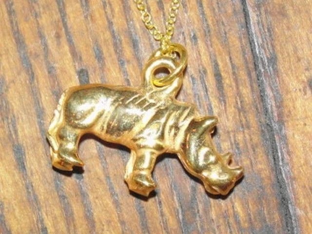 18 kt Gold Vermeil over Sterling Silver Rhino Charm Necklace - 6