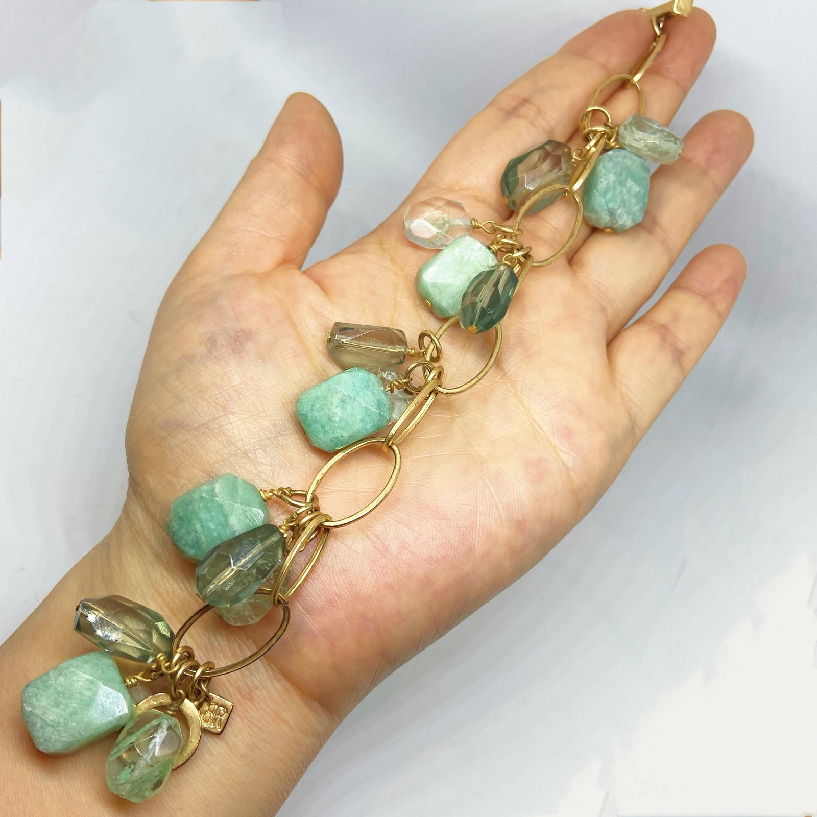 Vintage Banana Republic Green Aventurine, Crystal and Green Phantom Quartz Energy Gemstone Bracelet - 3