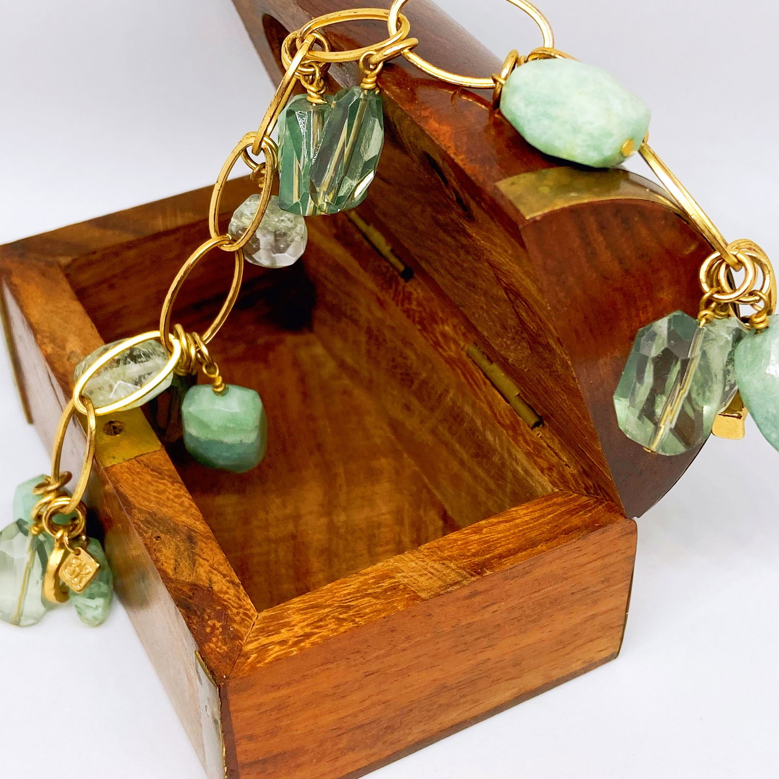 Vintage Banana Republic Green Aventurine, Crystal and Green Phantom Quartz Energy Gemstone Bracelet - 4