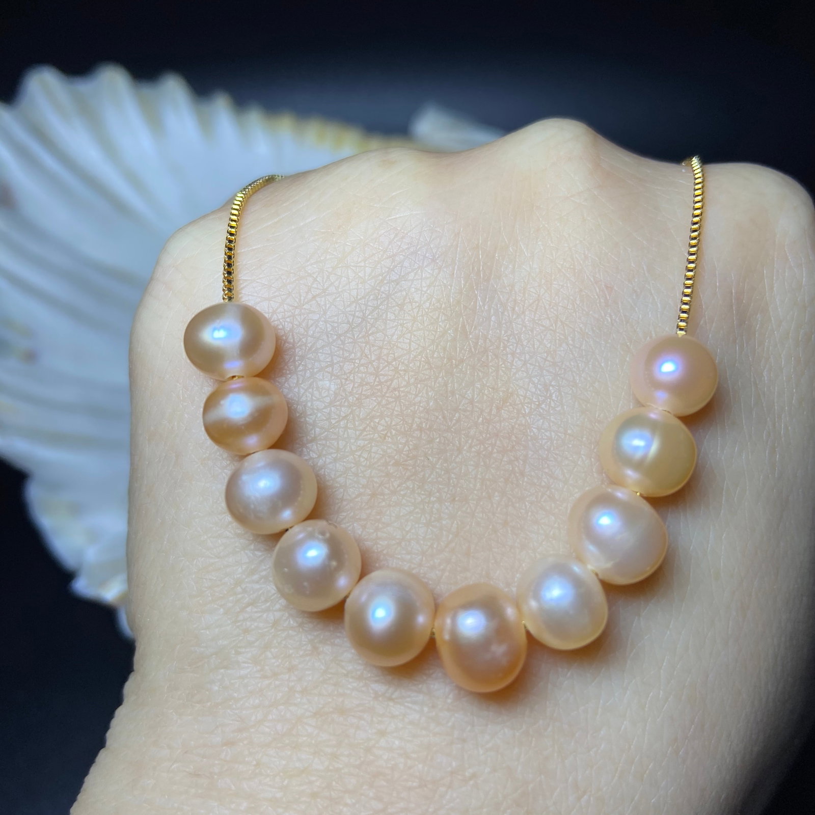 10pcs Freshwater pearls Smile Face Designed 18KGP Necklace - 3