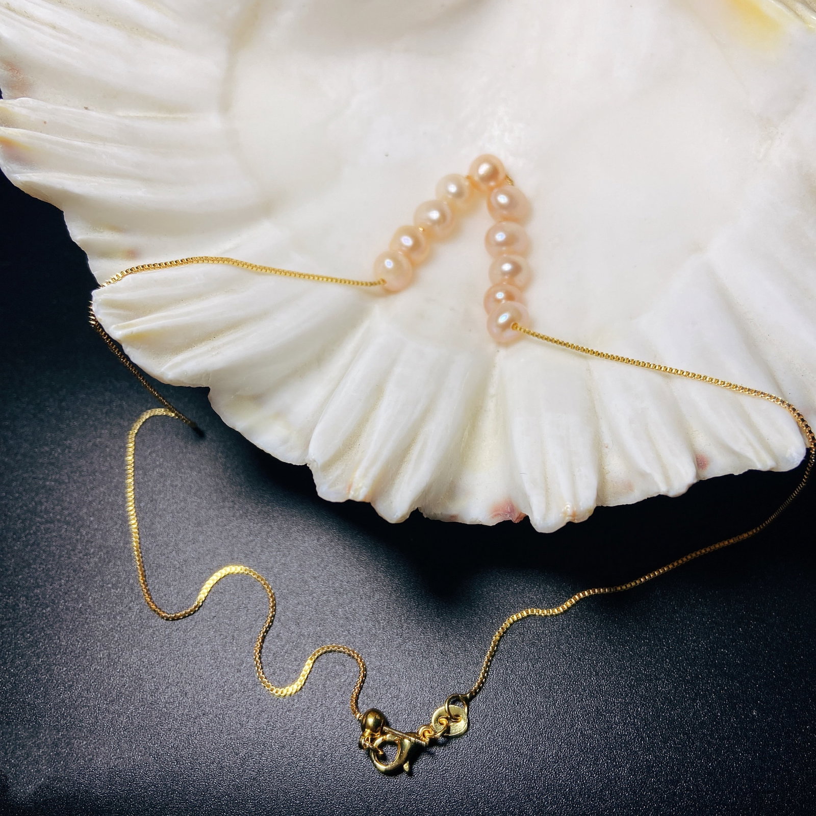 10pcs Freshwater pearls Smile Face Designed 18KGP Necklace - 4
