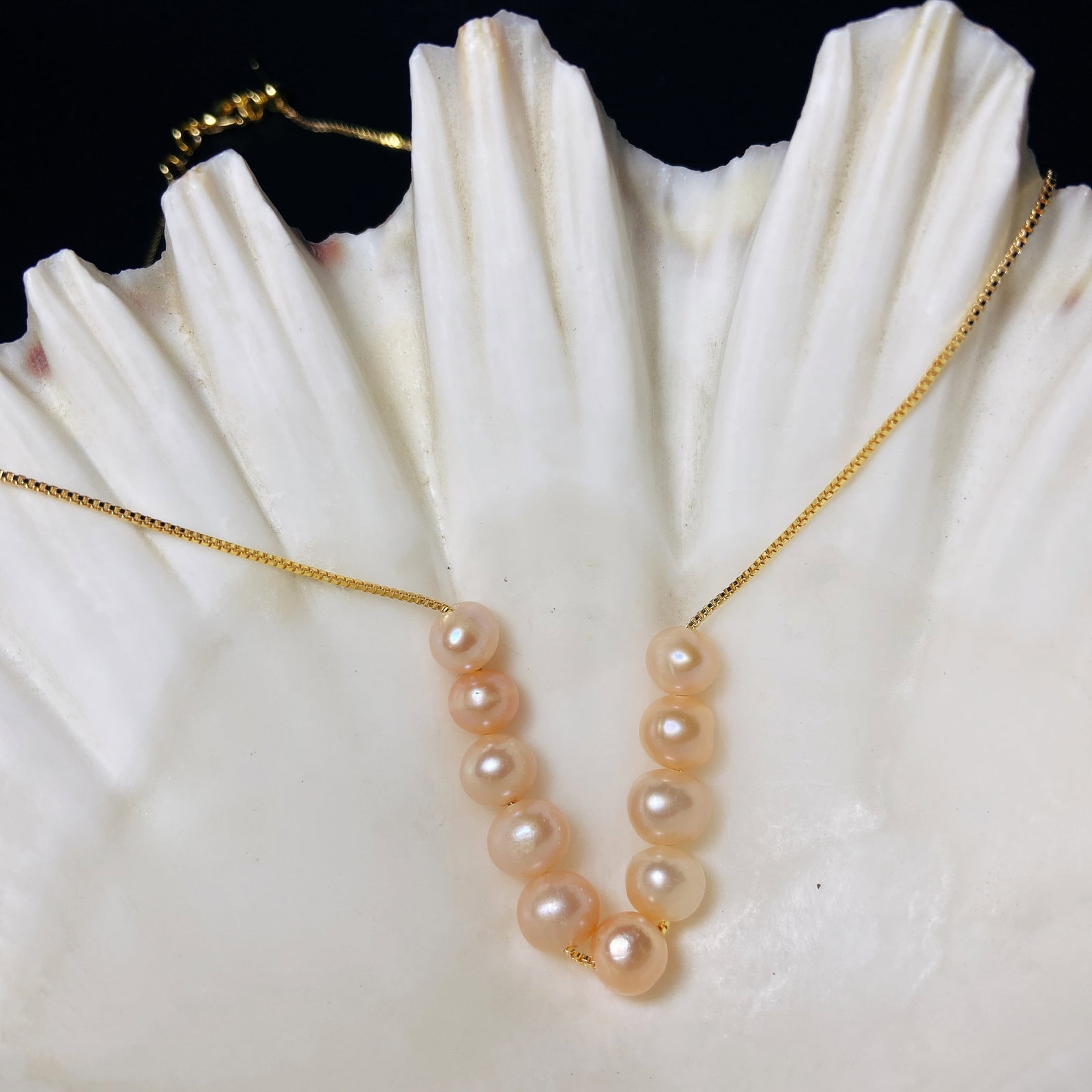10pcs Freshwater pearls Smile Face Designed 18KGP Necklace - 5