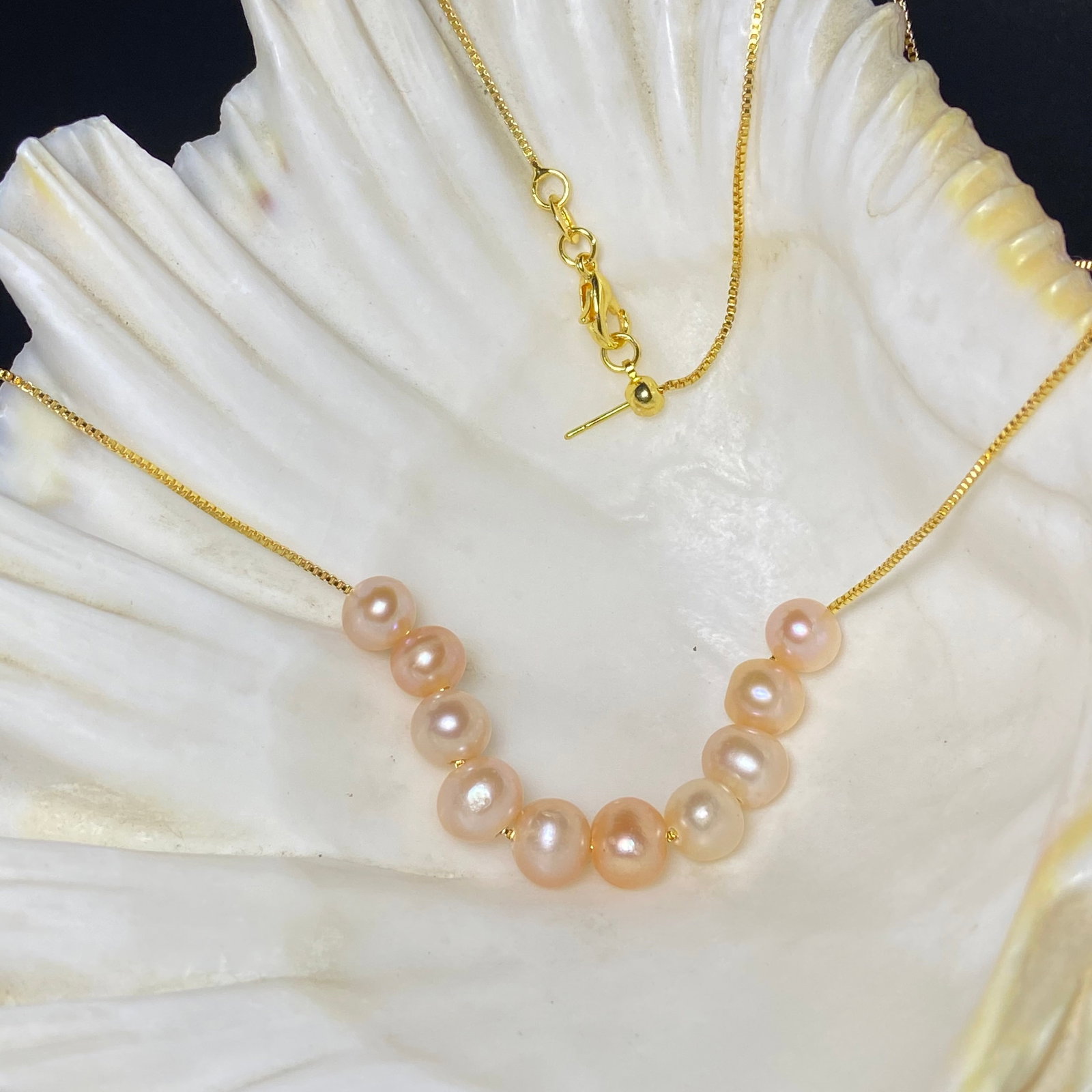 10pcs Freshwater pearls Smile Face Designed 18KGP Necklace - 6