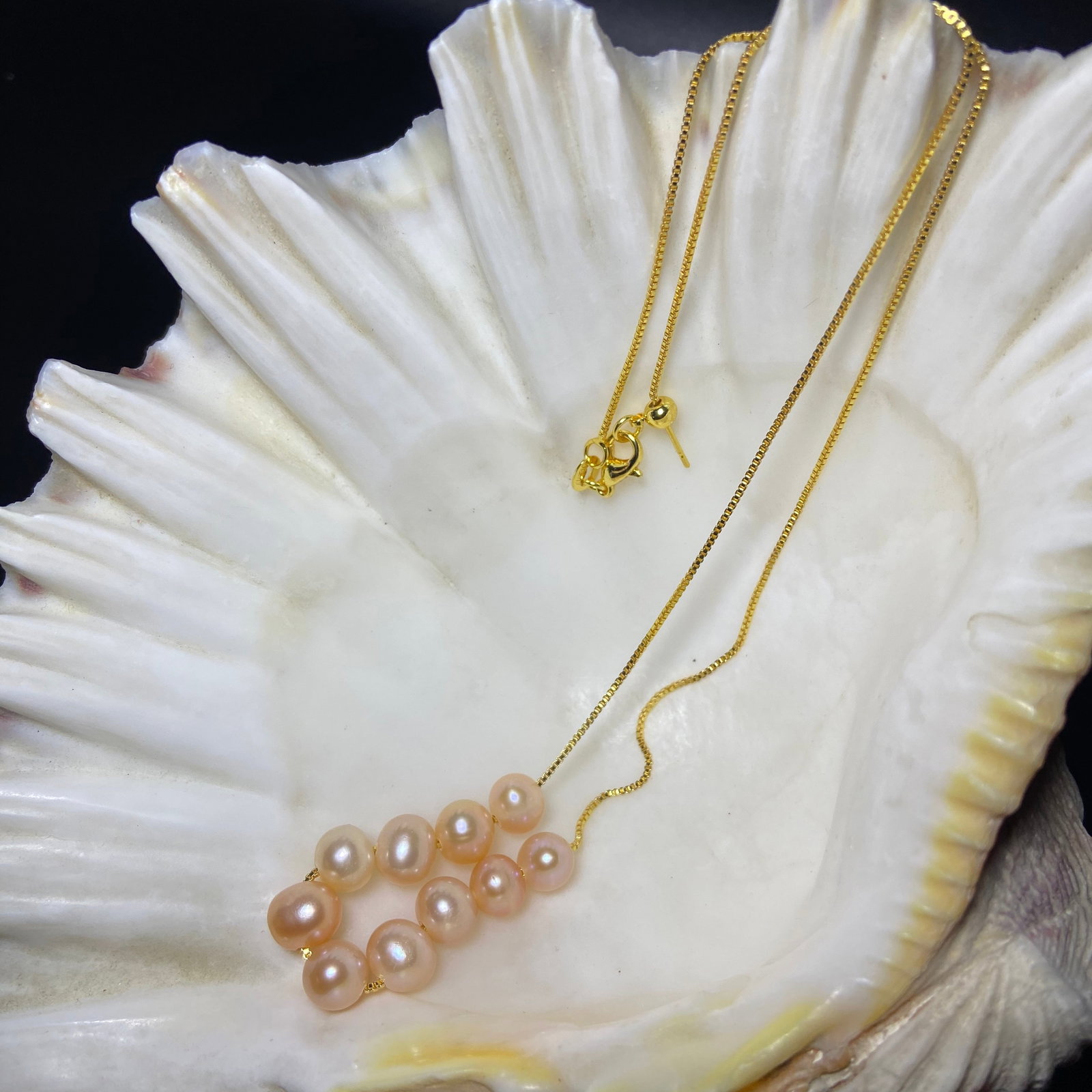 10pcs Freshwater pearls Smile Face Designed 18KGP Necklace - 7