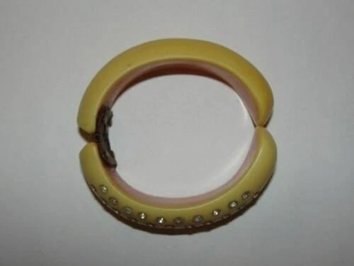 Butterscotch Bakelite Rhinestone Clamper Bracelet - 5