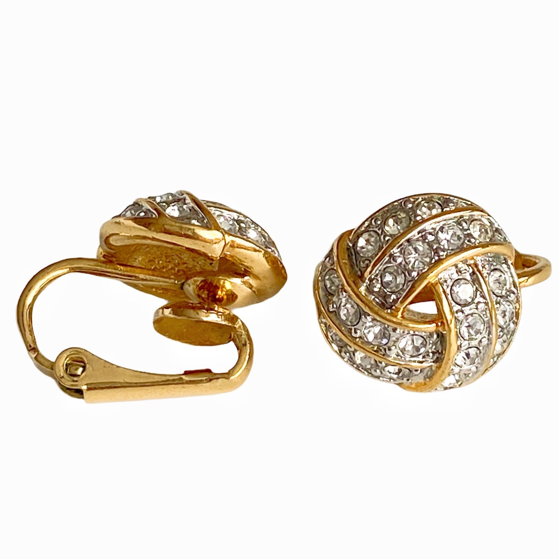 Vintage gold plated Shimmering Knot handmade earclips earrings - 2