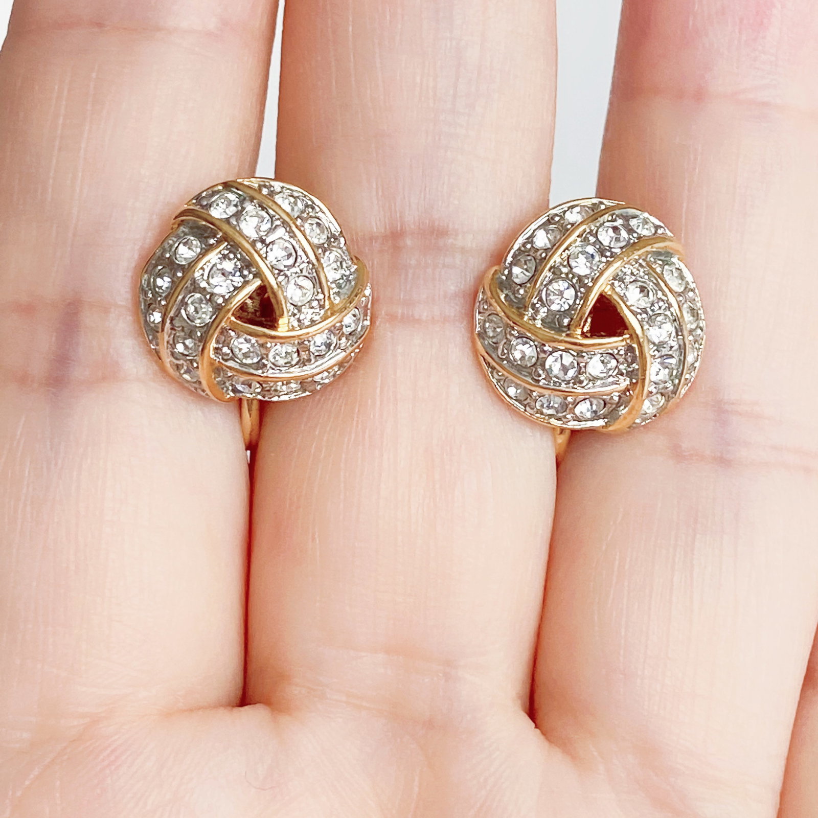 Vintage gold plated Shimmering Knot handmade earclips earrings - 6
