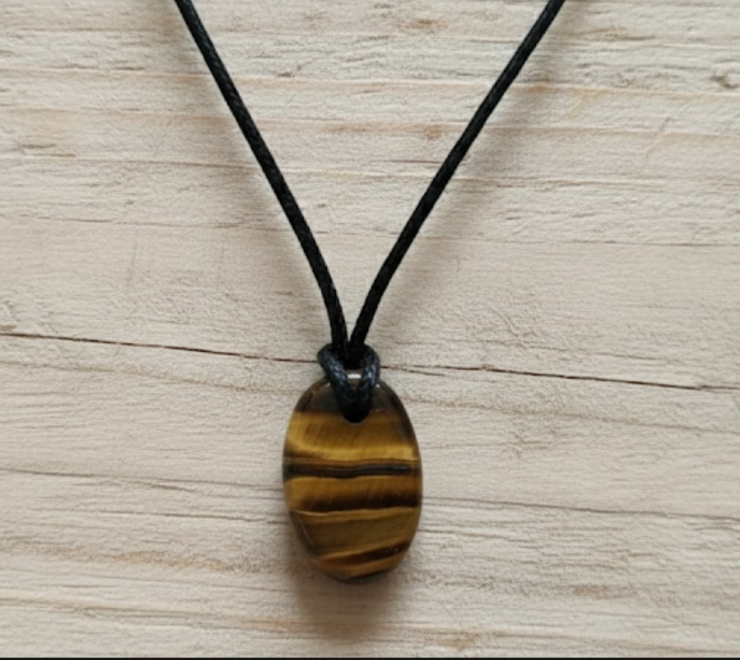 Tiger Eye Oval Pendant With Adjustable Black Cord - 3