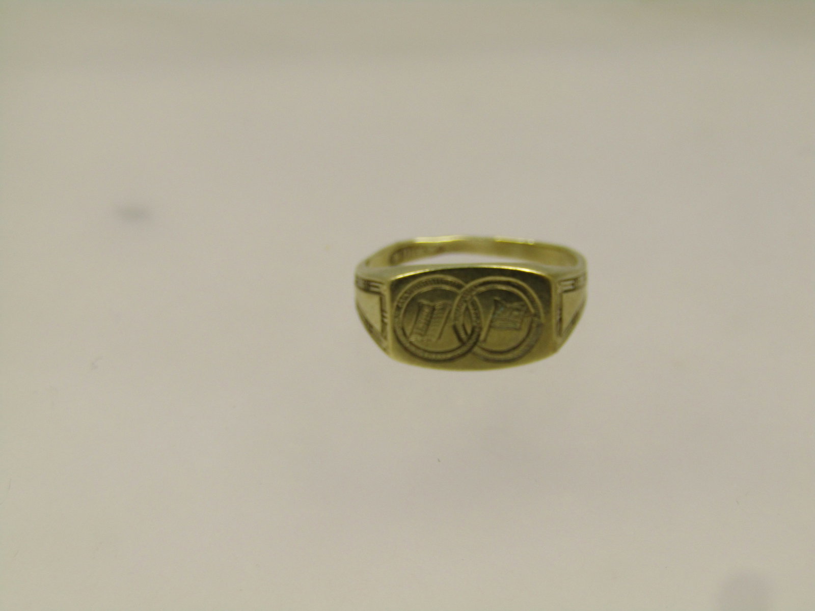 Antique10kt Signet Ring, Open Book/Flag Image in Circles, Sz. 4.5, Signed A*, Early 1900's - 4
